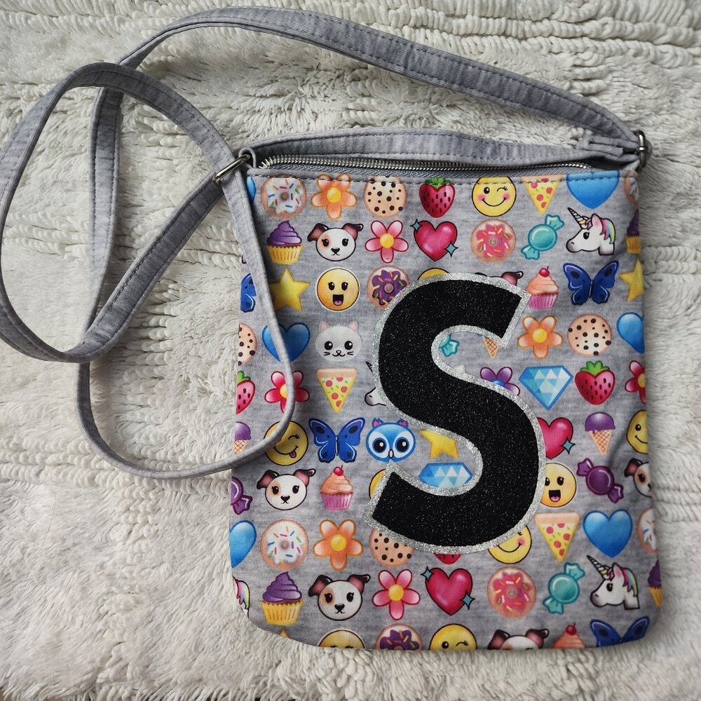 Justice Multicolor Letter S Emoji Shoulder Fabric Crossbody bag, Fashion